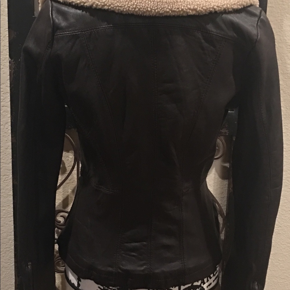 Michael Kors Brown Leather Moto Jacket NWT - Picture 4 of 7